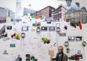 Verbildlichter Lebenslauf von Joost Meuwissen in der Ausstellung "Don't Stop Thinking" im HDA